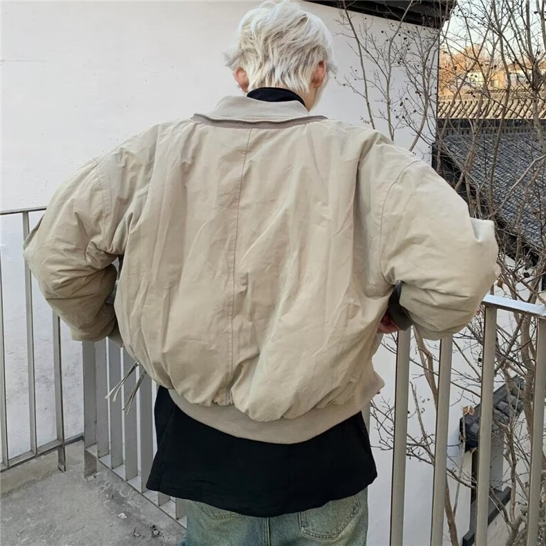 小众拉链短款夹克外套男秋季美式复古设计感飞行员棒球服3627-P75,男装夹克,星座310A-4