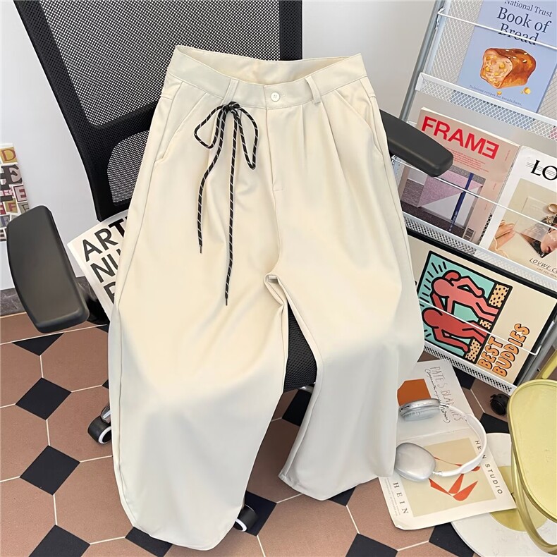亚麻山本裤夏季薄款奶芙高个子加长阔腿裤休闲冰丝裤子K36，男装休闲裤，星座516A