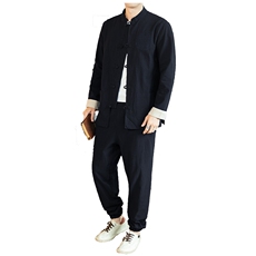 风唐装盘扣刺绣夹克中式居士服宽松大码汉服套装男A819-P115，男装夹克，钱塘788(原4013)