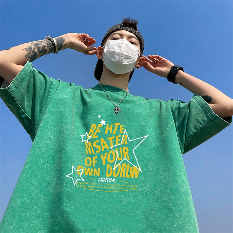 量大优 可供抖音视频 支持得物品质配合二开 美式水洗短袖t恤SX86图片
