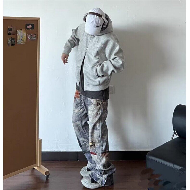 W9655-P70网图现货高街数码3D印花牛仔裤ins原宿百搭气质流行,男装牛仔裤,星座1608-2