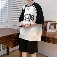 夏上新潮印花半袖2023学生运动短裤T恤套装男女7807-P75控价108，男装T恤，电商A441-1