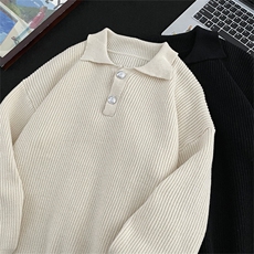 港风秋冬款男Polo领毛衣二粒扣翻领针织衫线衣M5694P62，男装针织衫/毛衣，星座1013-1