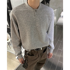韩系学院风设计cleanfit卫衣简约纯色休闲打底常规P39加绒P49，男装T恤，电商B319