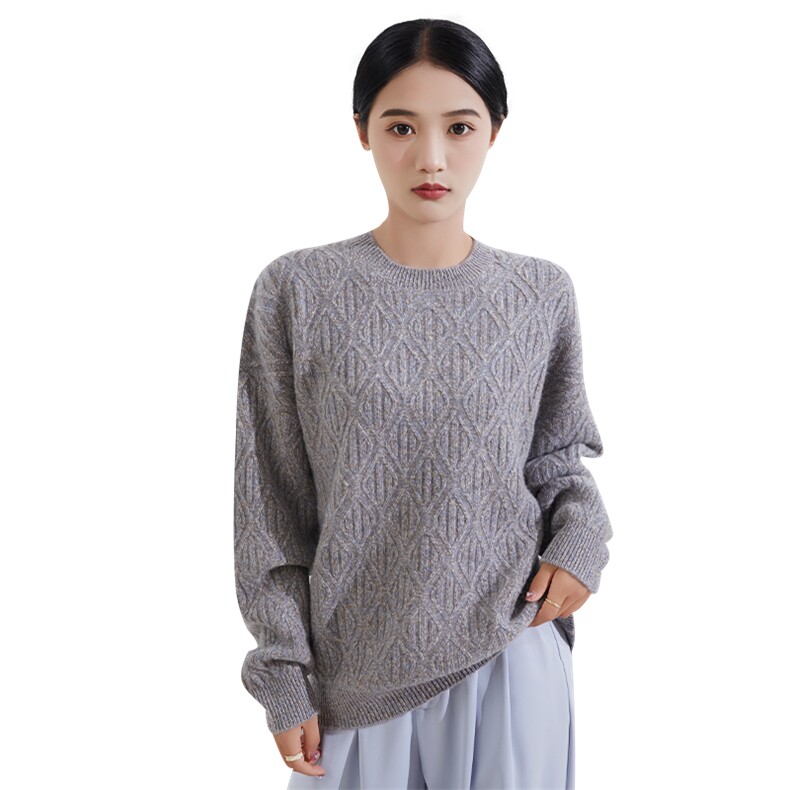 秋冬季新款女时尚百搭女士羊绒衫圆领套头,女装羊绒衫,恒爱羊绒