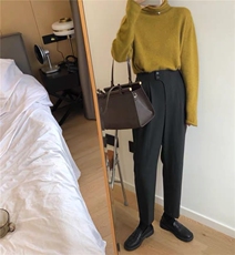 时尚百搭堆领羊毛衫显瘦修身打底衫经典气质女装毛衣，女装羊毛衫，圣旺供货