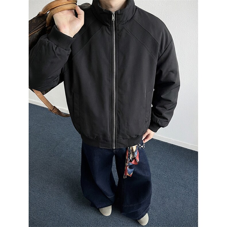 高品质春装新款老钱风美式高街解构立领棒球服飞行夹克潮休闲外套,男装夹克,电商A443