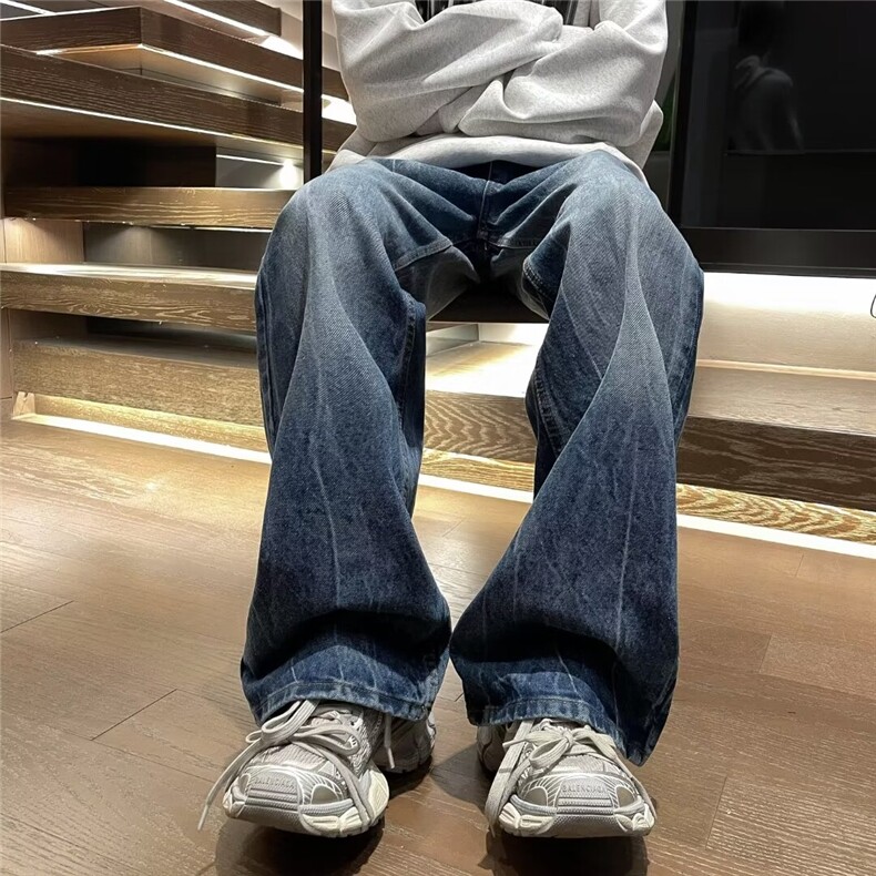 潮流水洗牛仔裤男2024春季美式高街vibe休闲裤子修身长裤,男装牛仔裤,星座410-7