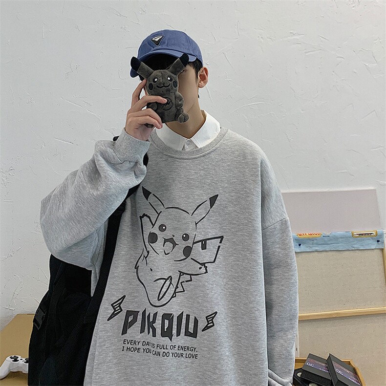 S6078-P28 加绒款-P33 秋季圆领卫衣男大码韩版宽松长袖外套图片