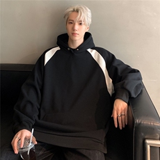 光板卫衣得物抖音二开360克华棉拼色连帽卫衣帽衫W091-P65，男装卫衣，电商C307
