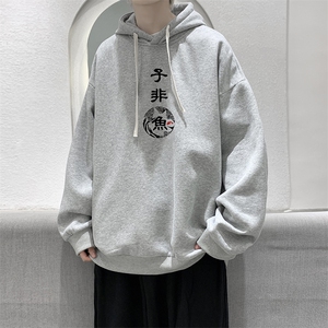 WY2070-P35 纯棉连帽卫衣男大码运动帽衫宽松薄外套男图片