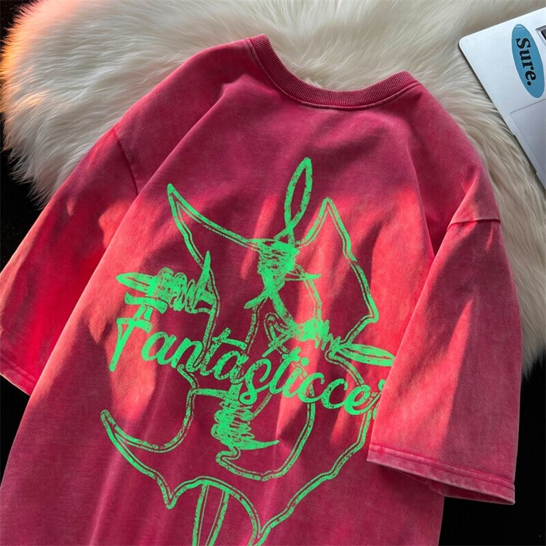 2025年夏做旧复古水洗T恤美式重磅力推XZ517A-BK1271-P38，男装T恤，星座517A