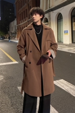 秋冬毛呢大衣男潮新款百搭风衣宽松中长外套MN00731/P100加棉P110，男装风衣，电商B316
