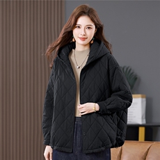 叶笙衣82545戴帽萎形宽松休闲棉衣，女装棉衣/棉服，叶笙衣