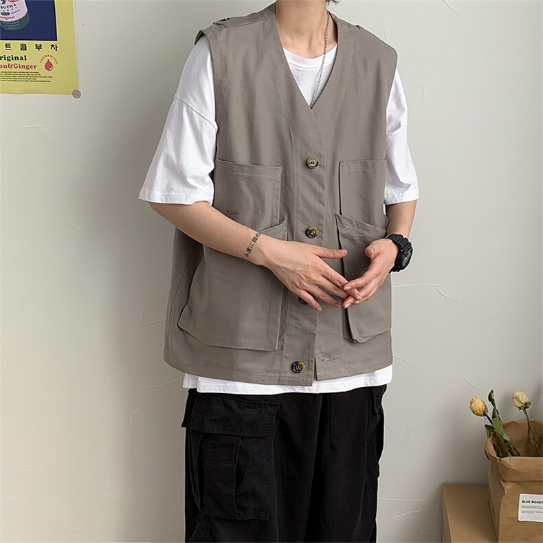 夏装男流行休闲马甲潮牌INS学生ins工装大口袋衣服外套W685-P30,男装背心/马甲,星座512-3