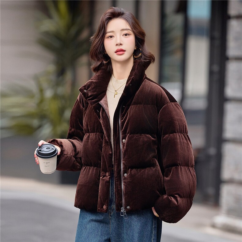 立领短款面包服羽绒服女2025冬季新款小个子加厚保暖巨好看外套,女装羽绒服,靓衣阁
