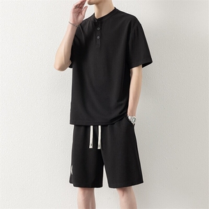 纯色二开TZ25313-特P60短袖T恤男套装夏季学生潮流帅气夏天男装图片