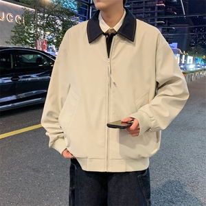 春季新款撞色拼接假两件翻领外套男休闲夹克JK02631-P80图片