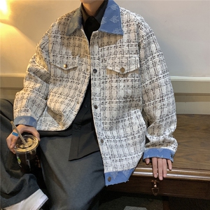 TP75现货小香风拼接牛仔系列小众中性男女夹克外套A170-W315图片