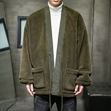 冬灯芯绒拼接风男羊羔毛唐装汉服棉衣棉袄道袍外套M700/P130，男装棉衣，钱塘713