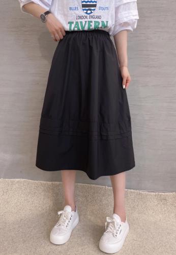 XL9912春夏2021港风设计款压褶A字裙复古百搭松半身裙,女装半身裙,L·H·X