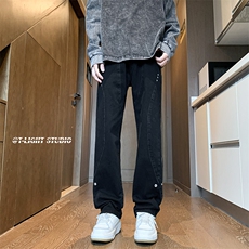 B221美式ins高街暗黑小众个性铆钉小脚牛仔裤LK23142-P65控88，男装牛仔裤，电商B221
