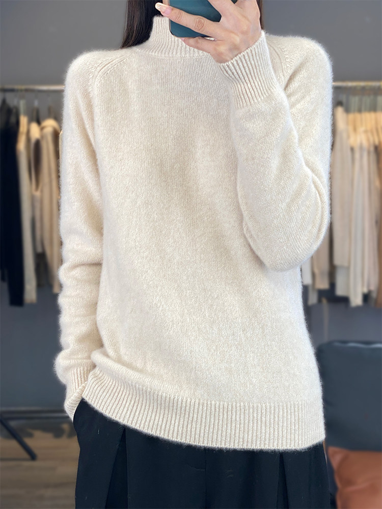 2025年秋季新款百搭加厚7针插肩高领套衫，女装羊毛衫，浙麦羊绒