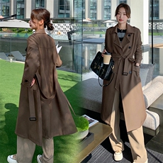 咖色长款时尚风衣外套女2025年春秋季新款韩系英伦风气质显瘦大衣，女装风衣，2D075