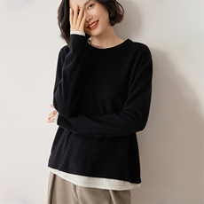 毛衣女新款2024秋冬套头宽松慵懒针织35%羊绒衫，女装羊绒衫，雪山红莲