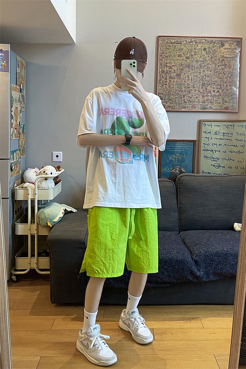 8XL-M特大码短裤男多巴胺冰丝裤户外速干五分裤工装裤DK1524P25,男装休闲裤,电商D206-1