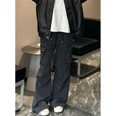 多口袋工装休闲裤男水洗做旧松紧腰卫裤直筒伞兵拖地长裤KM41，男装休闲裤，星座1116A（原606A-3）
