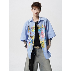 CS1128-P60控98高品质夏季新款设计感大码冰丝短袖情侣衬衫，男装衬衫，电商A059