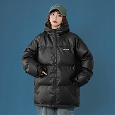 中性风2025冬潮磨砂PU皮连帽皮棉衣外套A125-MY11-P110女类，男装棉衣，电商A125