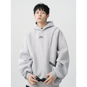 美式设计感连帽卫衣男宽松cleanfit情侣帽衫外套LW166-P50 加绒55图片