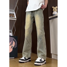 春季潮流百搭休闲直筒牛仔裤美式宽松男款阔腿休闲裤K502-P60控78，男装牛仔裤，星座218-5