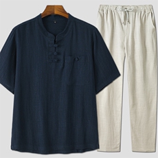 藏蓝上衣+浅灰长裤