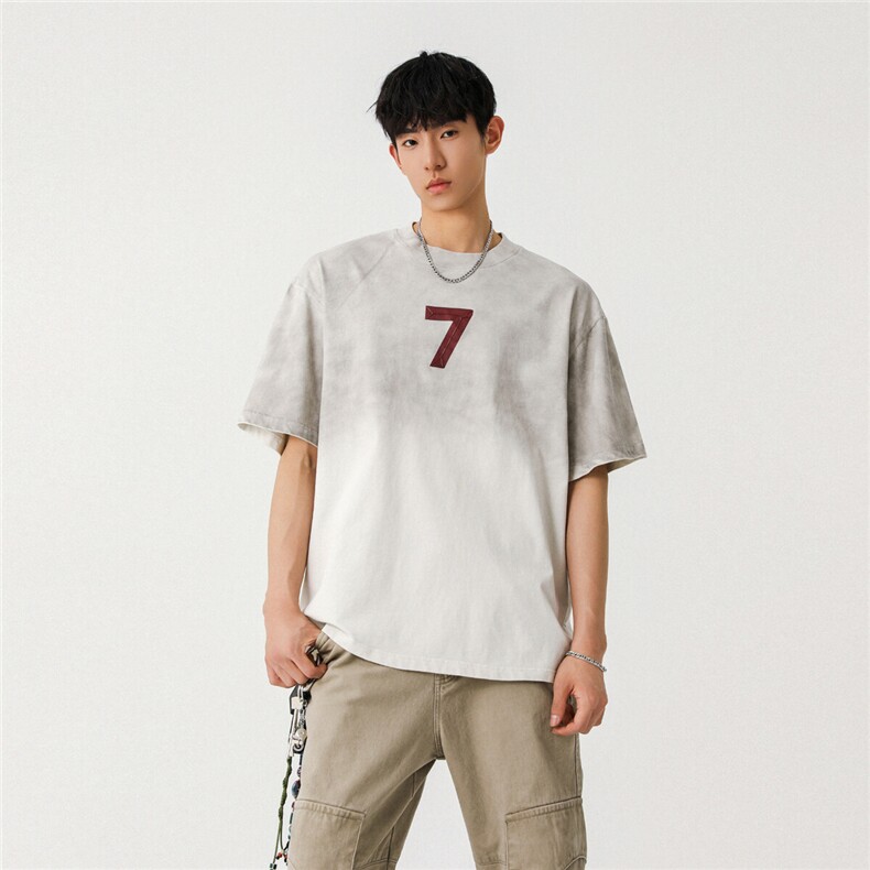 2025新款潮牌短袖宽松韩版字母印花扎染工艺T恤T8823/P5588,男装T恤,星座202-3