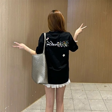 万针全刺绣工艺抖音得物高品质260克重磅纯棉双纱美式高街短袖T恤，男装T恤，电商A486