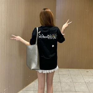 万针全刺绣工艺抖音得物高品质260克重磅纯棉双纱美式高街短袖T恤图片