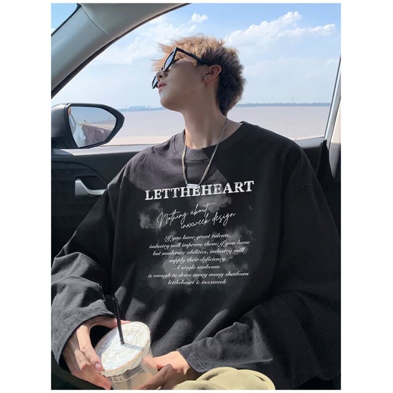 气质ins日系原宿新款潮流卫衣慵懒纯棉长袖T恤上衣T117-P30网图，女装T恤，电商B245