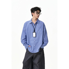全棉蓝格复古宽松休闲衬衣C6206-特P40-控79，男装衬衫，星座609
