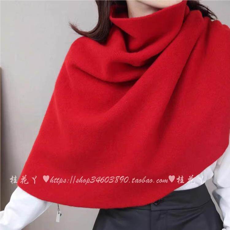 羊毛温暖时髦！A字机理60支18针高领套头披肩斗篷围脖女秋冬，披肩，挚尚羊绒