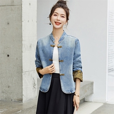 短款牛仔外套女春秋2024新款休闲新中式国风时尚减龄妈妈夹克上衣，女装短外套，丽影随形