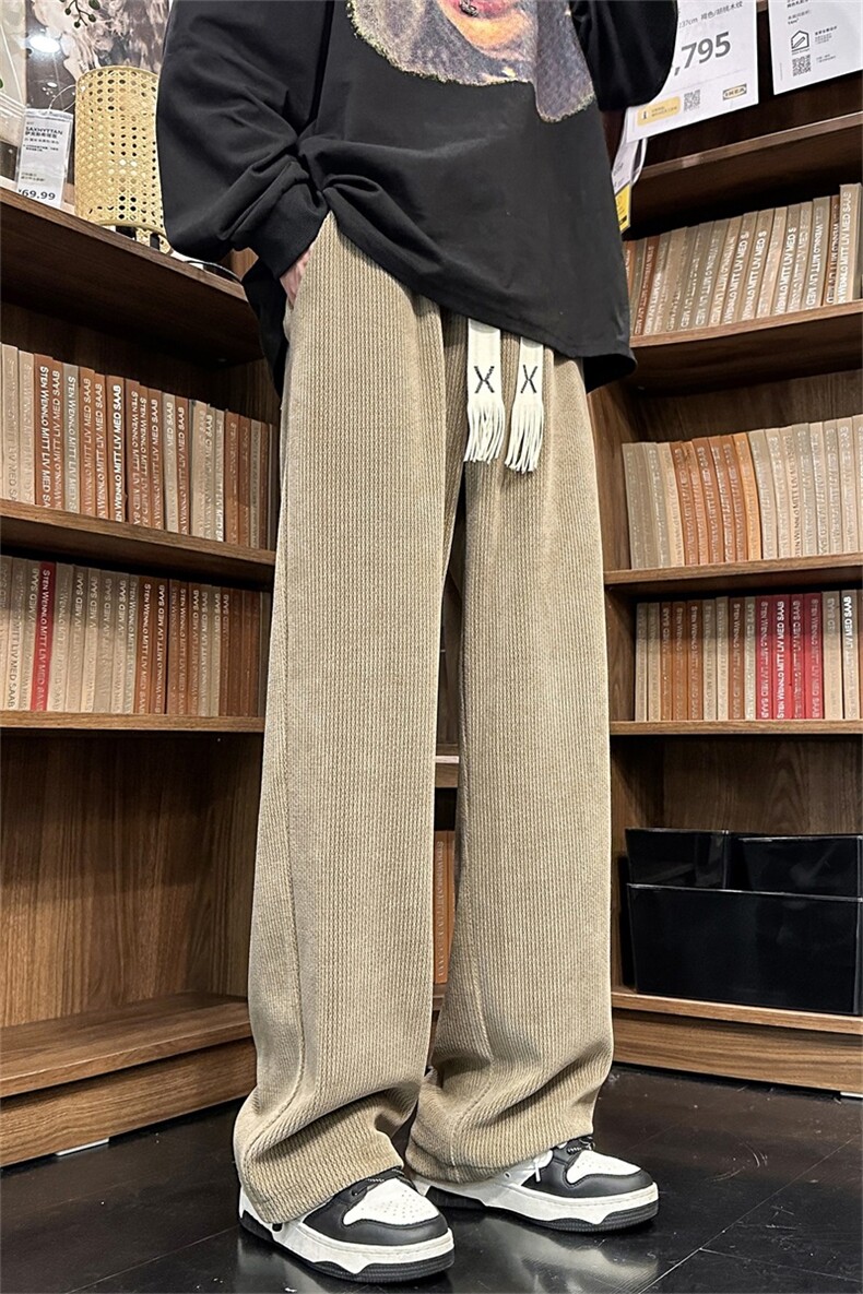 休闲裤男春秋舒适长裤宽织带垂感阔腿直筒裤A061-YJ6696-P55,男装休闲裤,电商A061