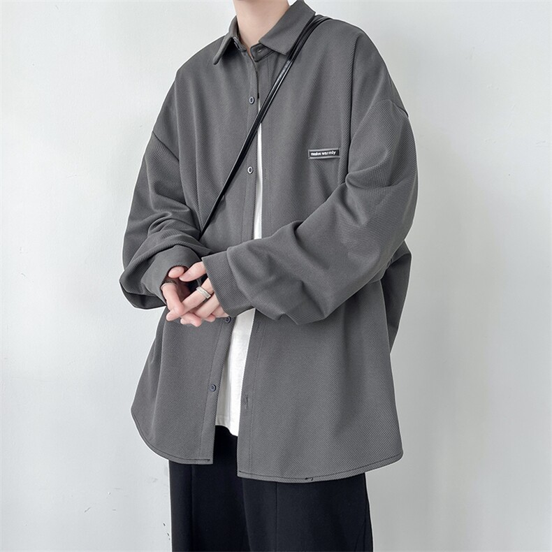秋装新款男装百搭宽松潮流港风长袖衬衫上衣D321-1-DM302-P50,男装衬衫,电商D321-1