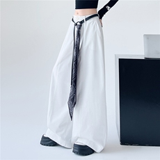 2525秋装新款丝巾腰带高腰时尚宽松显瘦休闲裤，女装休闲裤，深水步