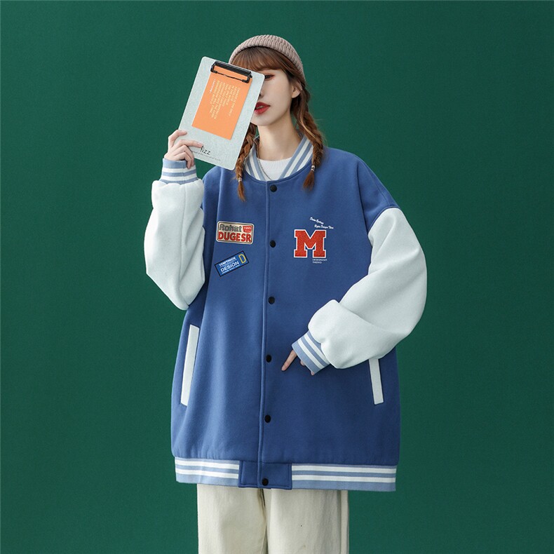 中性风2023秋季新品港风潮牌印花设计感棒球服夹克G89p65控78--,男装夹克,A247A