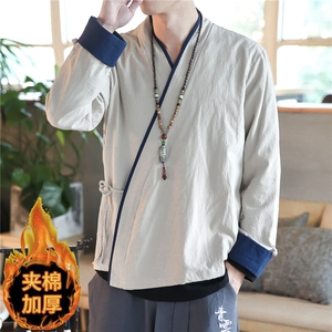 加绒加厚衬衣男风棉麻秋冬款衬衫外套可定制JR89-P80图片