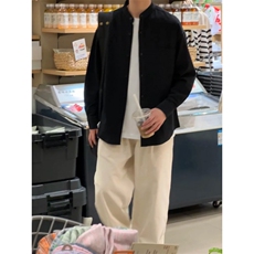 长袖立领仿麻休闲衬衫1302-GC67-P40控68成分100棉，男装衬衫，星座1302