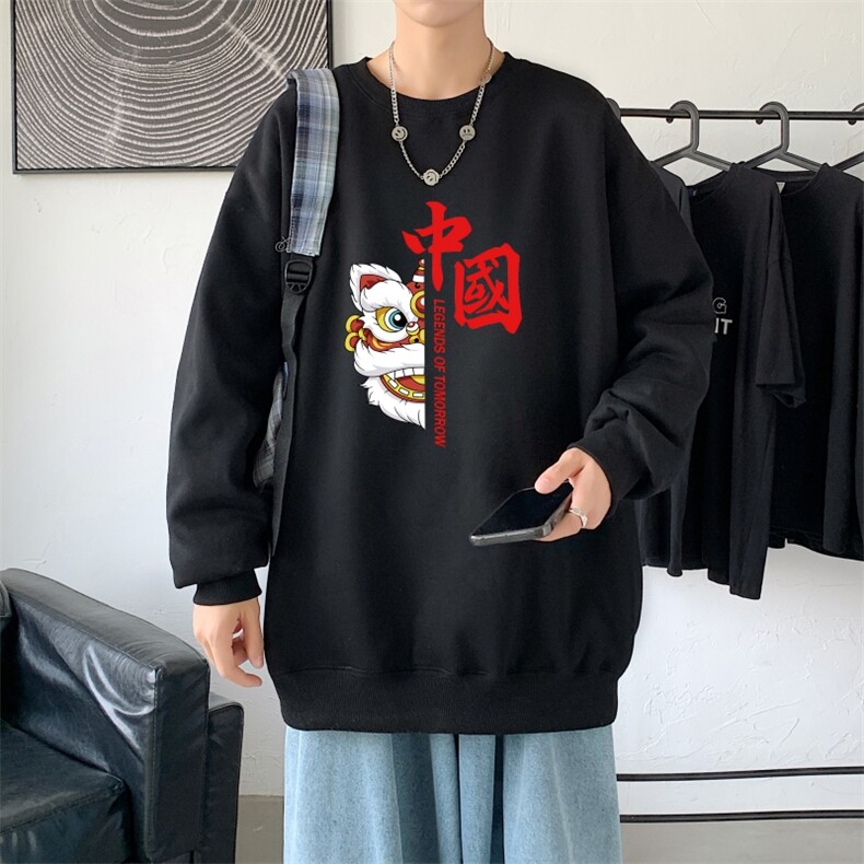 Y2414P38新春男士bf宽松卫衣港风卫衣新款圆领韩版潮流衣服,男装卫衣,星座510A-1